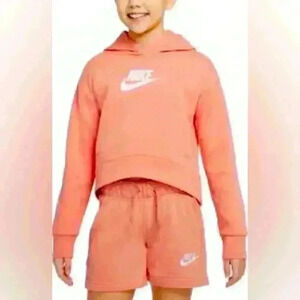 NikeSportswear‎ Kids' Club Fleece Hoodie Girls Size M Pink Salt